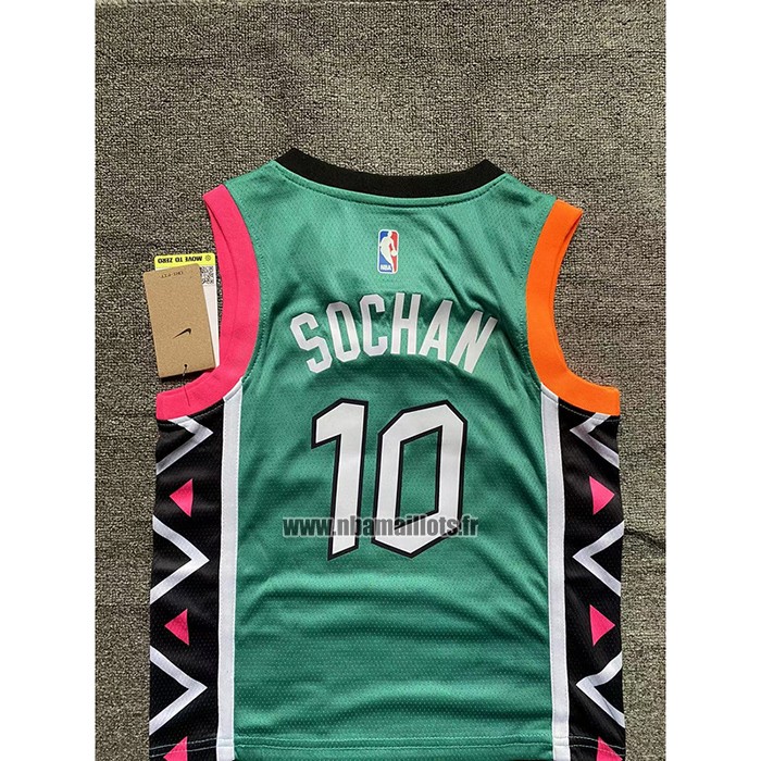 Maillot Enfant San Antonio Spurs Jeremy Sochan NO 10 Ville 2022-23 Vert
